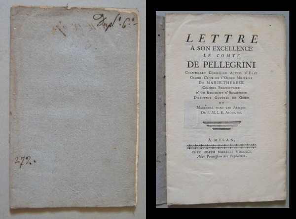 Lettre a son excellence le Comte De Pellegrini, Chambellan, Conseiller, …