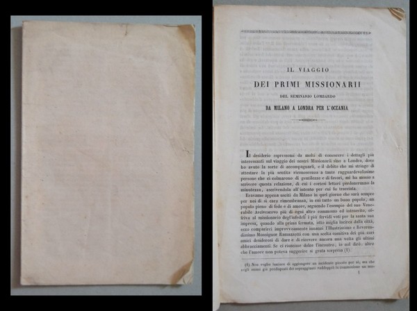 Il viaggio dei primi missionarii del seminario lombardo da Milano …