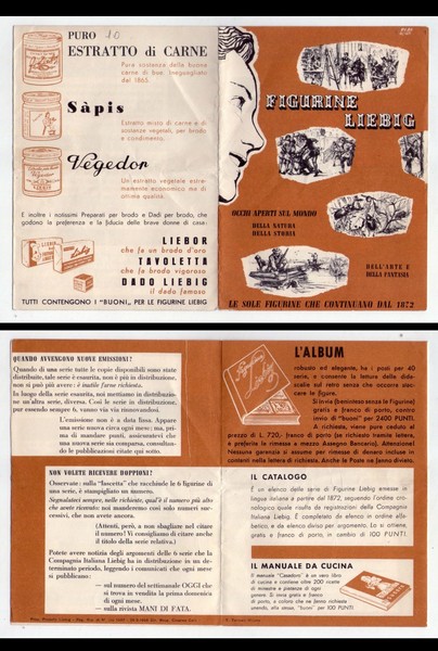 Brochure "Figurine LIEBIG" Istruzioni per ottenere figurine-album-buoni. 1956