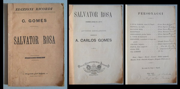 *SALVATOR ROSA dramma lirico in 4 atti di Antonio Ghislanzoni. …