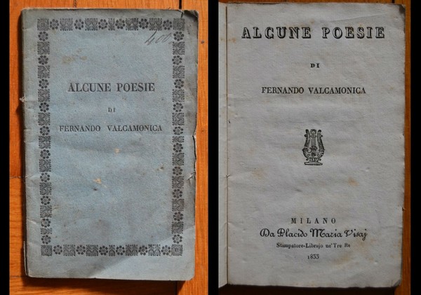 FERNANDO VALCAMONICA Alcune poesie. 1833