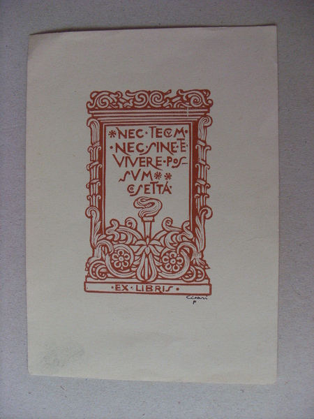 Ex Libris xilografia GIULIO CISARI (con firma / autografo)