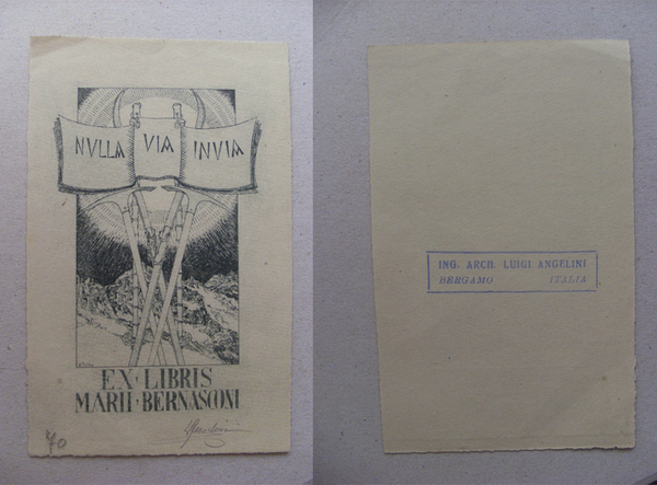 Ex Libris Marii Bernasconi con firma / autografo Luigi Angelini …