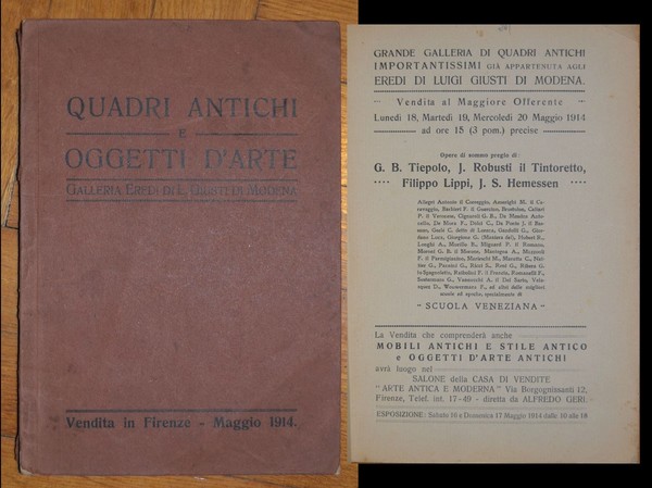 Grande galleria di quadri antichi importantissimi già appartenuta agli eredi …