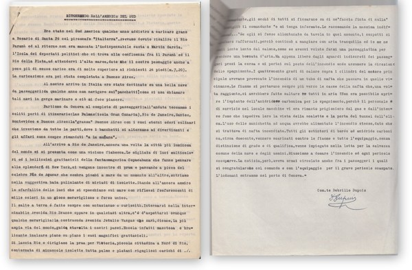 DOBRILLO DUPUIS. Ritornando dall'America del Sud.