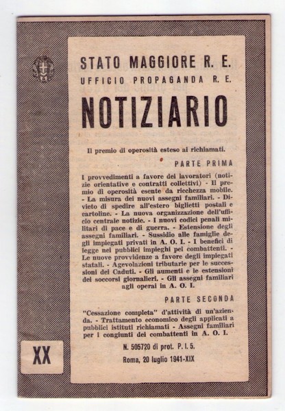 Stato Maggiore R. E. Ufficio Propaganda R. E. Notiziario. Il …