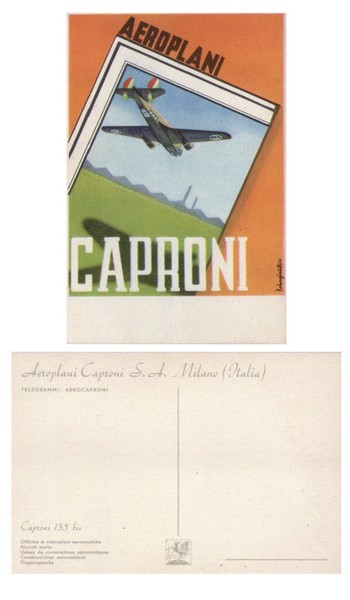 Cartolina (aviazione) Aeroplani CAPRONI 135bis ill.Rebagliati 1940