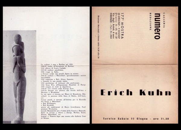 Invito 177° mostra ERICH KUHN Galleria Numero - Firenze. 22 …