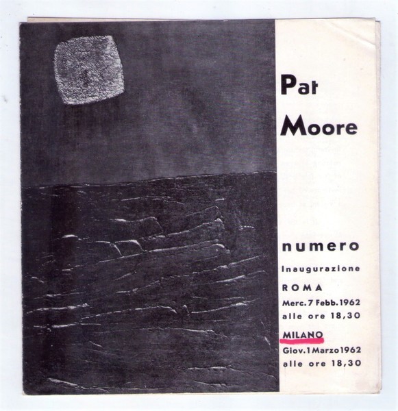 Invito mostra PAT MOORE. Galleria NUMERO. 7 febbraio 1962