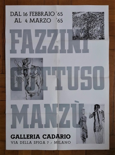 Invito/manifesto mostra Fazzini - Guttuso - Manzù. Galleria Cadario - …