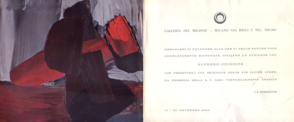 Invito/brochure mostra ALFREDO CHIGHINE. Galleria del Milione - Milano. 16-30 …