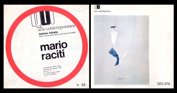 *Invito MARIO RACITI - Arte Contemporanea Galleria Editalia ROMA n.43. …