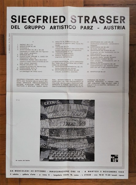 Manifesto mostra 59° SIEGFRIED STRASSER del Gruppo Artistico Parz - …