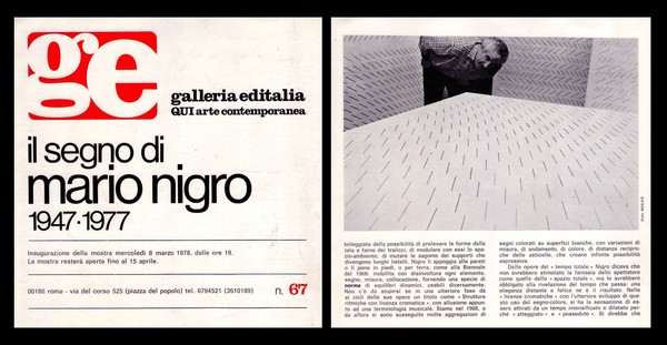*Brochure mostra n.67 Il segno di Mario Nigro 1947-1977. Galleria …