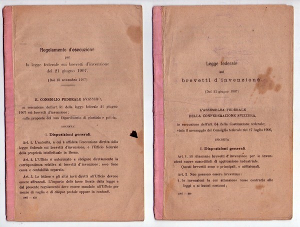 Regolamento d'esecuzione per la legge federale sui brevetti d'invenzione del …