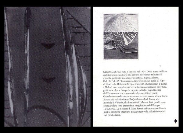 *Brochure mostra GINO SCARPA - Galleria M'Arte, 2RC e Marlborough …