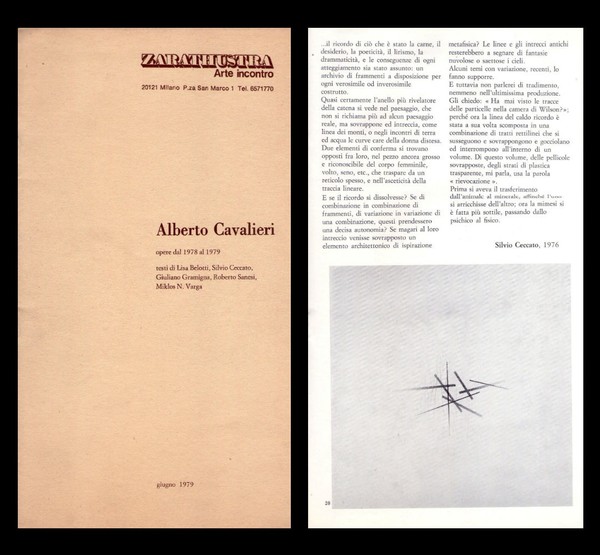 *Catalogo mostra ALBERTO CAVALIERI opere dal 1978 al 1979. Zarathustra …