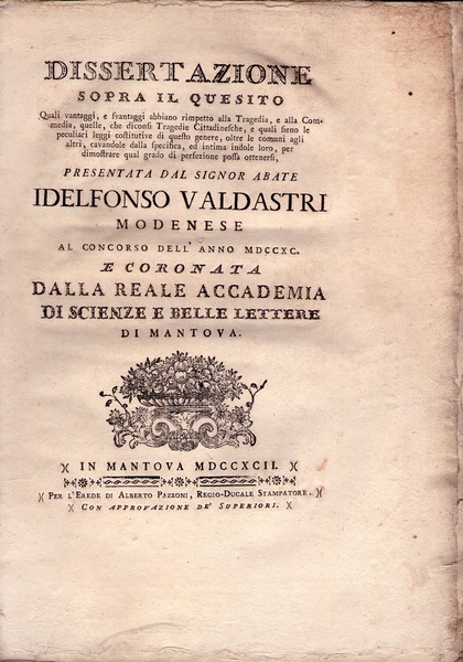Dissertazione sopra il quesito quali vantaggi e svantaggi abbiano rimpetto …