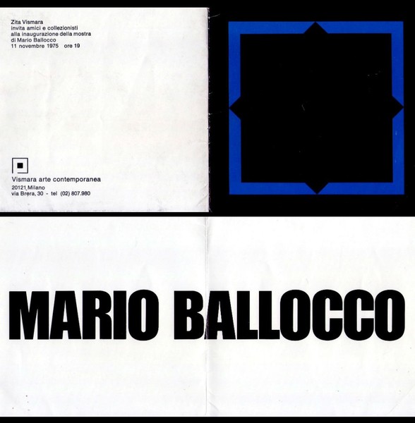 Brochure mostra MARIO BALLOCCO. Vismara arte contemporanea - Milano dall'11 …