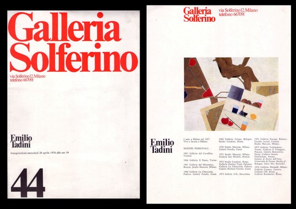 Emilio Tadini. Galleria Solferino Milano n.44. 28 aprile 1976. Testo …