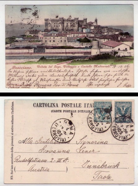 Cartolina/postcard BRACCIANO - Veduta del Lago, Villaggio e Castello Medioevale. …