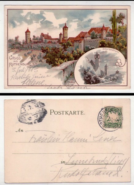 Cartolina/postcard Gruss aus Rothenburg ob der Tauber - Stöberleinsturm. 1903