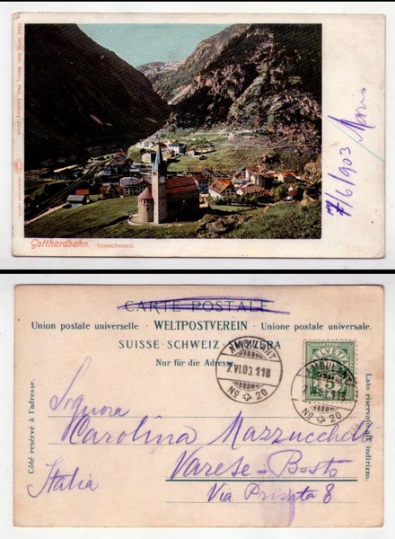 Cartolina/postcard Gotthardbahn. Goeschenen. 1903