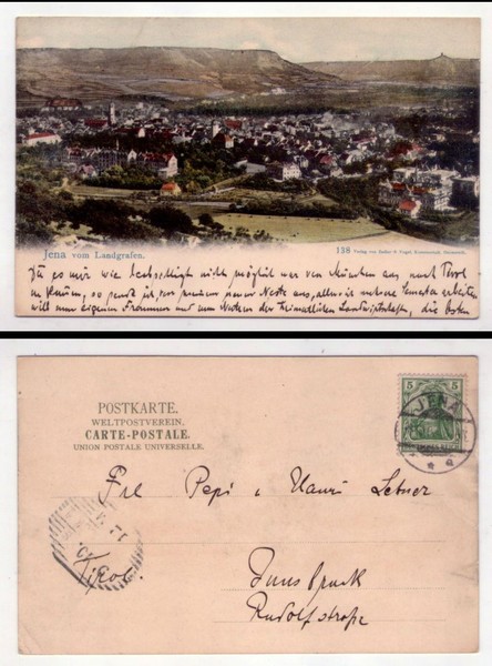 Cartolina/postcard Jena vom Landgrafen. Primi '900