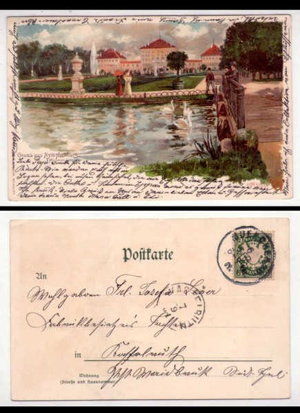 Cartolina/postcard Gruss aus Nymphenburg (München). 1901