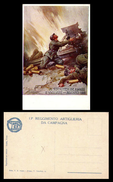 Cartolina Militare 13°Reggimento Artiglieria da Campagna-Sottoten.De Amicis a Vagliate 1915 …