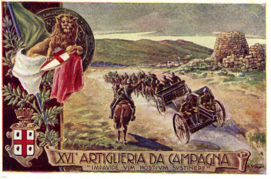 Cartolina Militare XVI°Artiglieria da Campagna 1915 ca. ill.A.Volgi