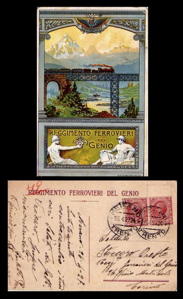 Cartolina Militare Reggimento Ferrovieri del Genio 1927