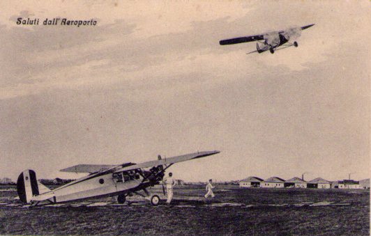 Cartolina Militare Fotografica Aviazione "Saluti dall´Aeroporto Primi´900