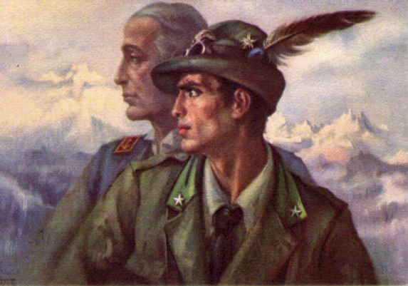 Cartolina Militare Battaglione"Duca degli Abruzzi" Alpini ill.Tafuri 1940ca.