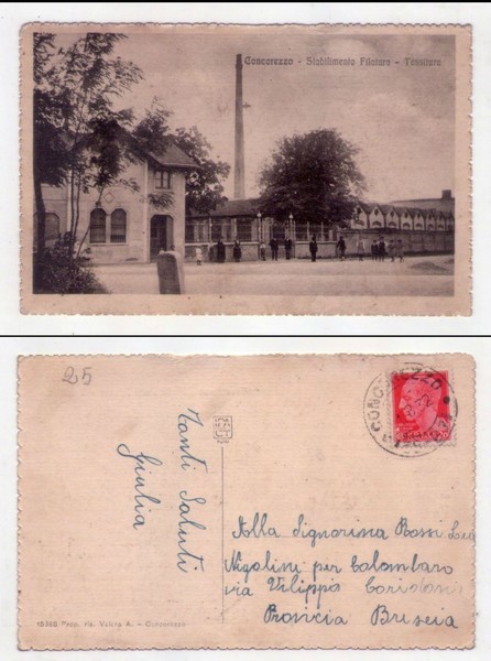 Cartolina/postcard Concorezzo - Stabilimento Filatura - Tessitura. 1932