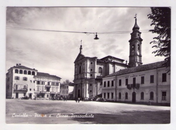 Cartolina/postcard Centallo (Cuneo) - Piazza e Chiesa Parrocchiale. 1959