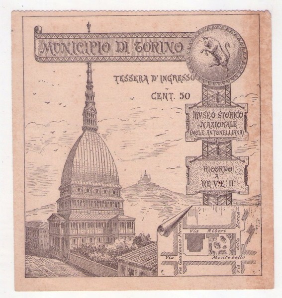 Tessera d'ingresso Municipio di Torino - Museo Storico Nazionale (Mole …