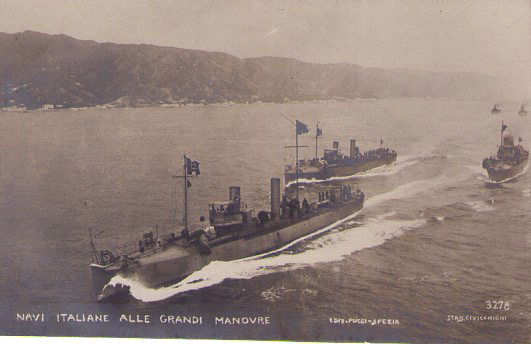 Cartolina Fotografica NAVI ITALIANE ALLE GRANDI MANOVRE (Marina Militare) 1914ca.