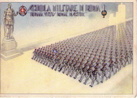 Cartolina Militari Reggimenti SCUOLA MILITARE DI ROMA ill.D'Ercoli 1940