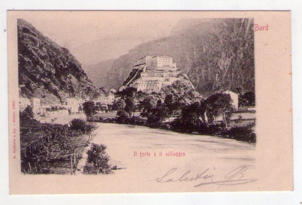 Cartolina/postcard Bard - Il forte e il villaggio. 1900 ca.