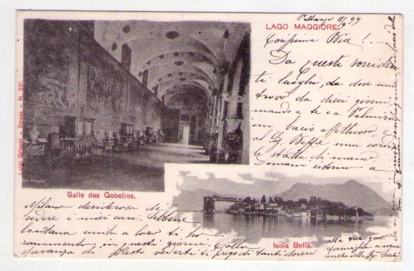 Cartolina/postcard Lago Maggiore - Salle des Gobelins. Isola Bella. 1899