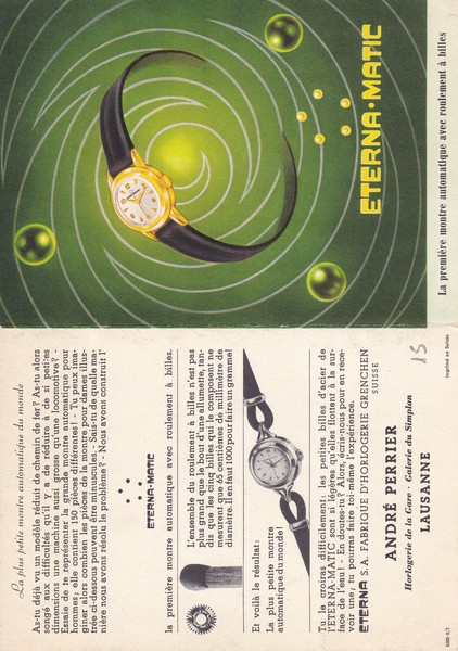 Brochure Eterna-Matic. Anfdré Perrier - Horologerie de la Gare Lausanne …