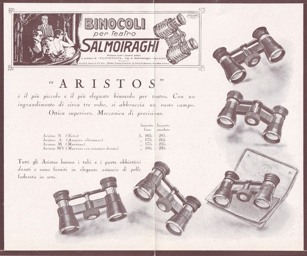 Brochure "Binocoli da teatro SALMOIRAGHI - Milano"