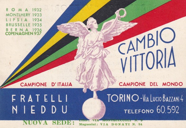 Cartolina Brevetti "VITTORIA" (ruote libere, forcellino, ammortizzatore) - Torino