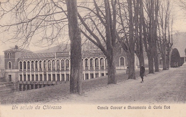 Cartolina Un Saluto da Chivasso (Torino) - Canale Cavour e …