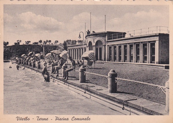 Cartolina VITERBO - Terme - Piscina Comunale. 1938