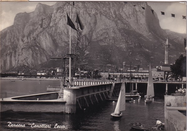 Cartolina Darsena "Canottieri Lecco"