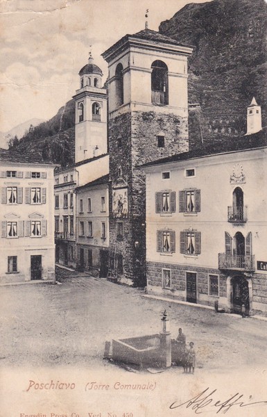 Cartolina Poschiavo (Torre Comunale). 1903