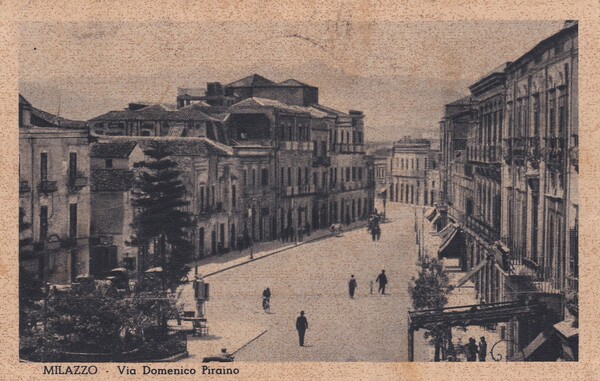 Cartolina Milazzo (Messina) - Via Domenico Piraino. 1937