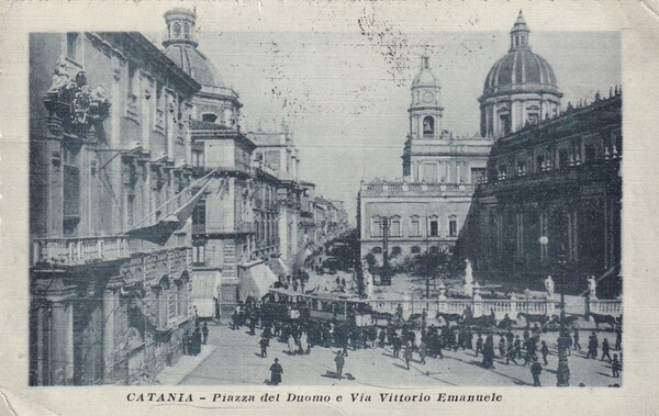 Cartolina Catania - Piazza del Duomo e Via Vittorio Emanuele